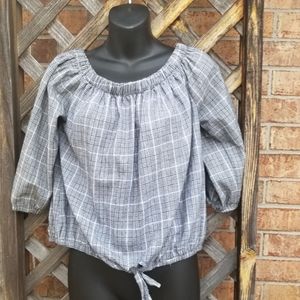 KONTROL Clueless Plaid Gray and Black crop Top